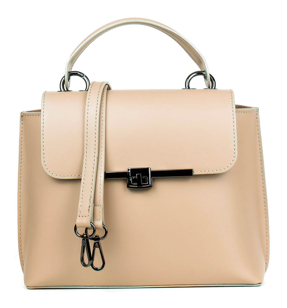 Bolso de mano de piel italiana Beige 1631-11-31