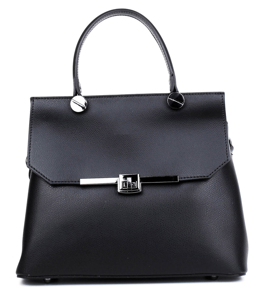 Bolso de mano de piel italiana ALTO Negro