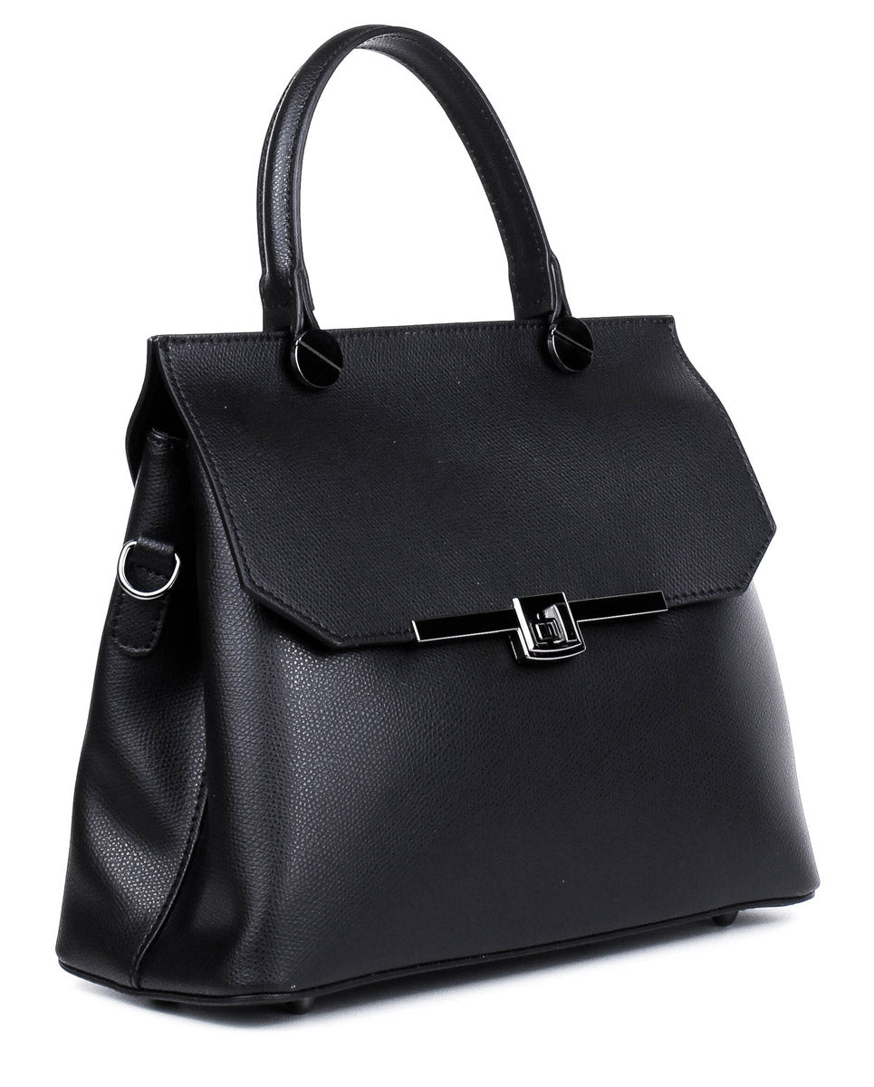 Bolso de mano de piel italiana ALTO Negro