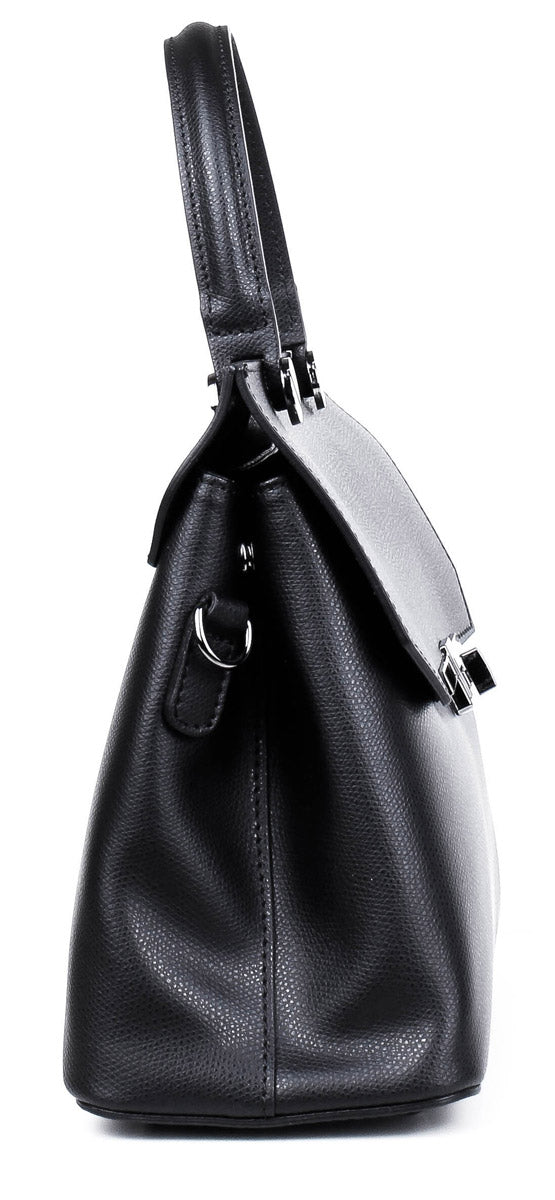 Bolso de mano de piel italiana ALTO Negro