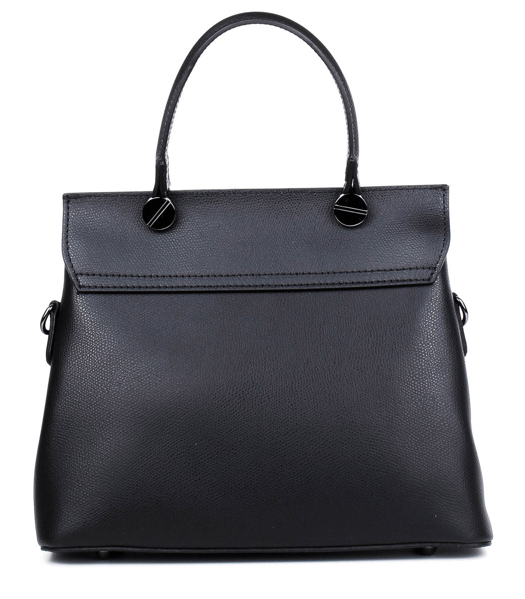 Bolso de mano de piel italiana ALTO Negro
