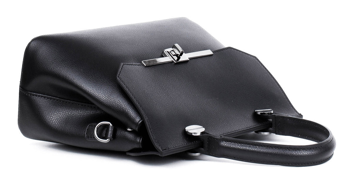 Bolso de mano de piel italiana ALTO Negro