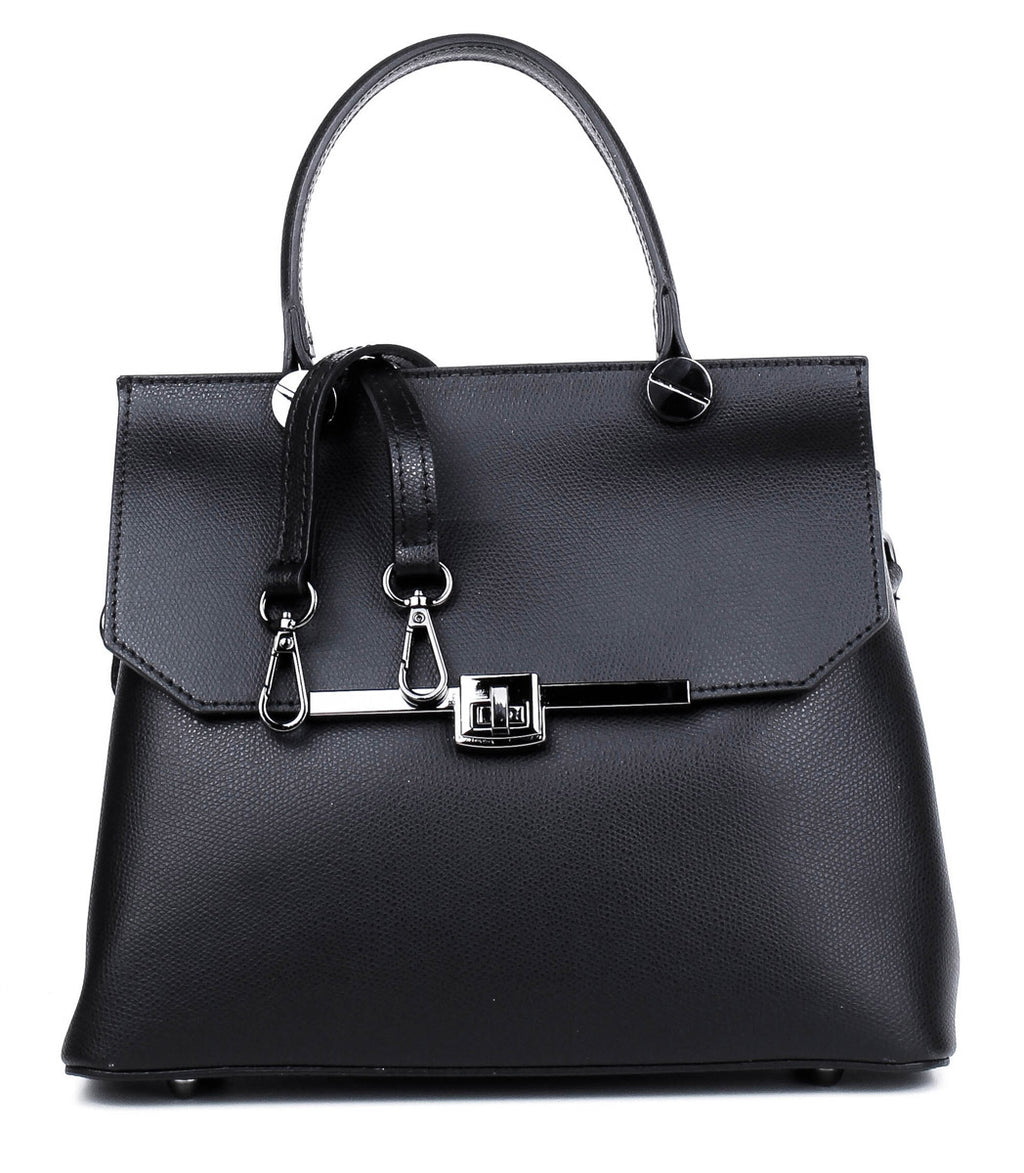 Bolso de mano de piel italiana ALTO Negro