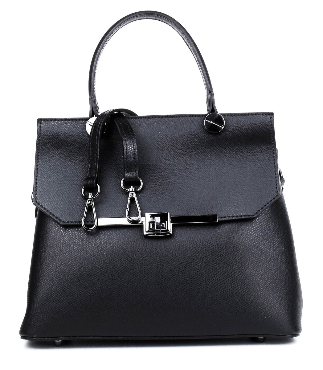 Bolso de mano de piel italiana ALTO Negro