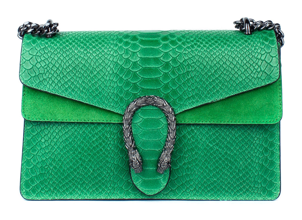 Bandolera de piel italiana Verde 9639-08-35