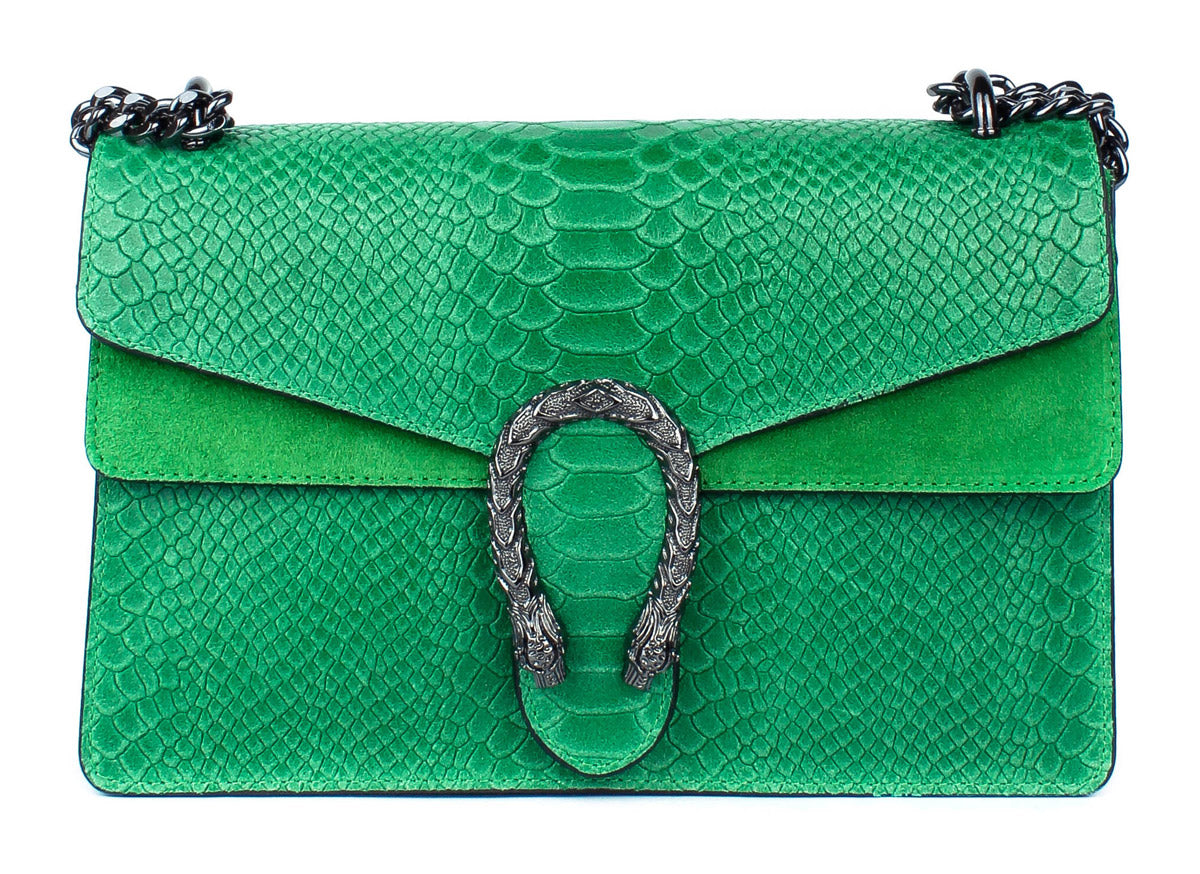 Bandolera de piel italiana Verde 9639-08-35