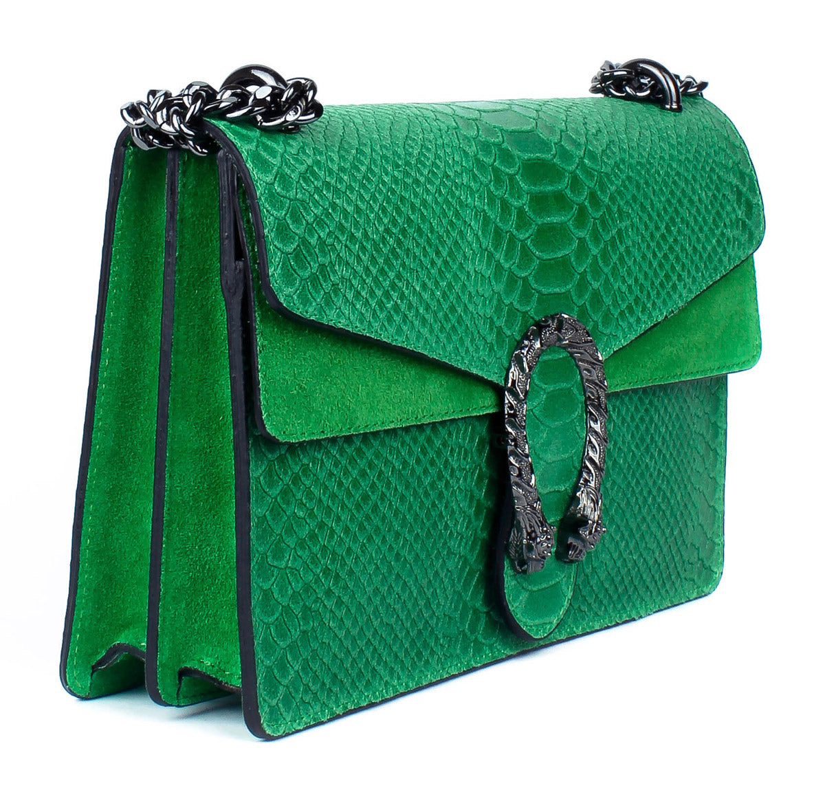 Bandolera de piel italiana Verde 9639-08-35