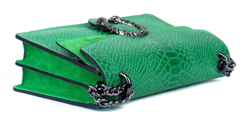 Bandolera de piel italiana Verde 9639-08-35