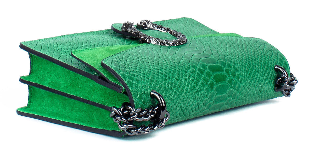 Bandolera de piel italiana Verde 9639-08-35