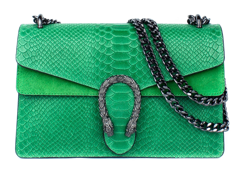 Bandolera de piel italiana Verde 9639-08-35