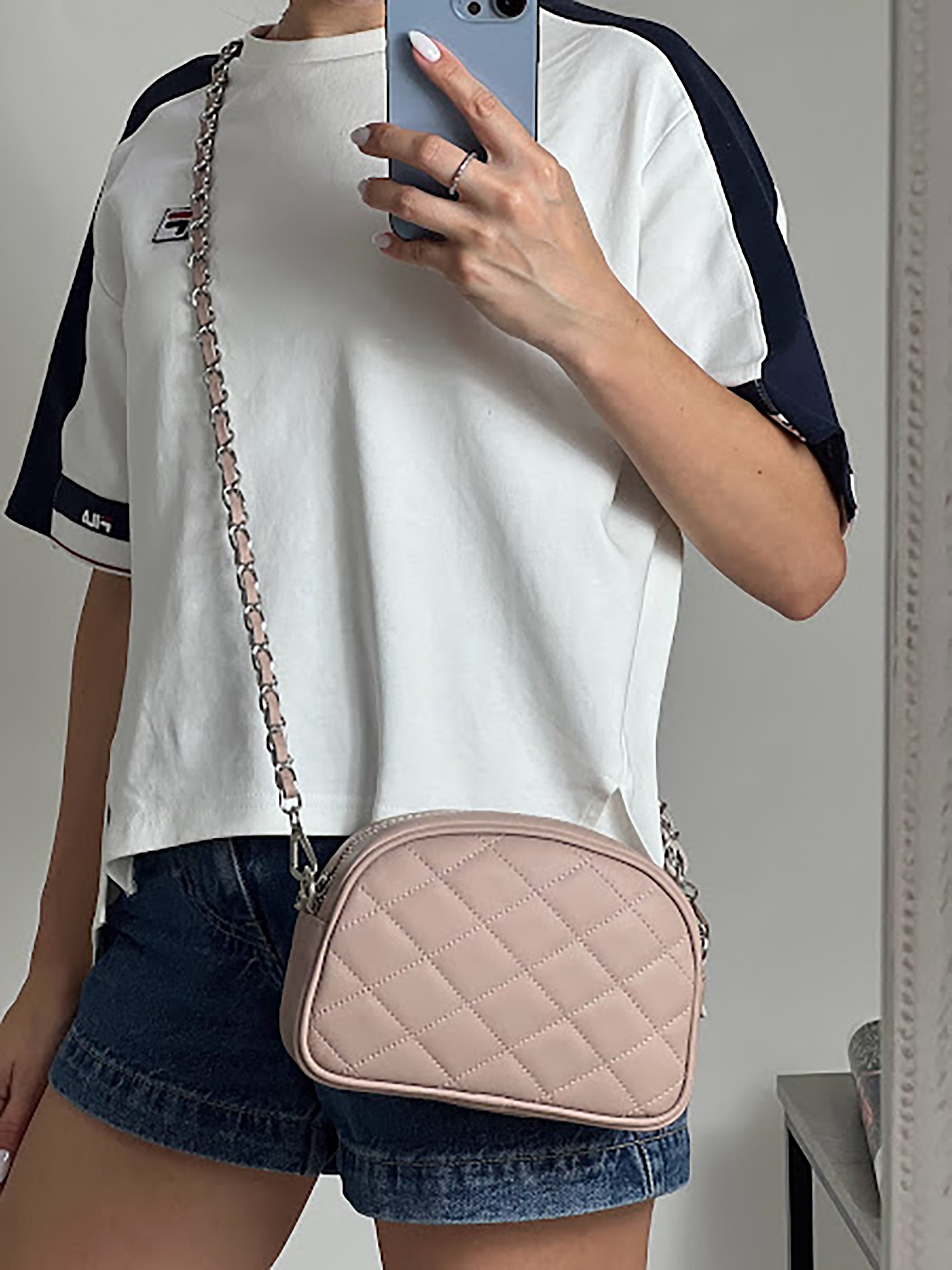 Bandolera de piel italiana Gris 3315-52-37