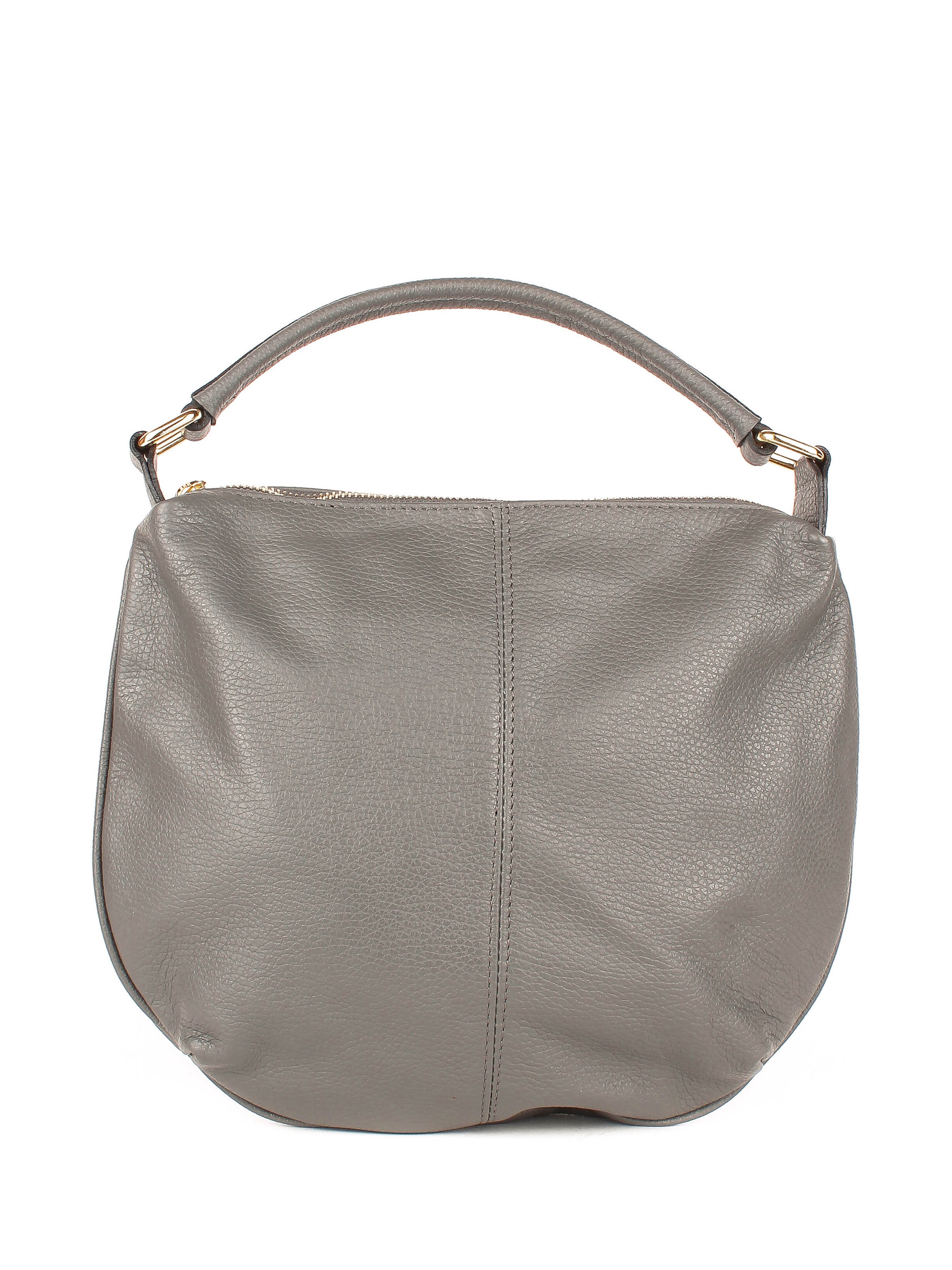Bolso de mano de piel italiana Basso Gris