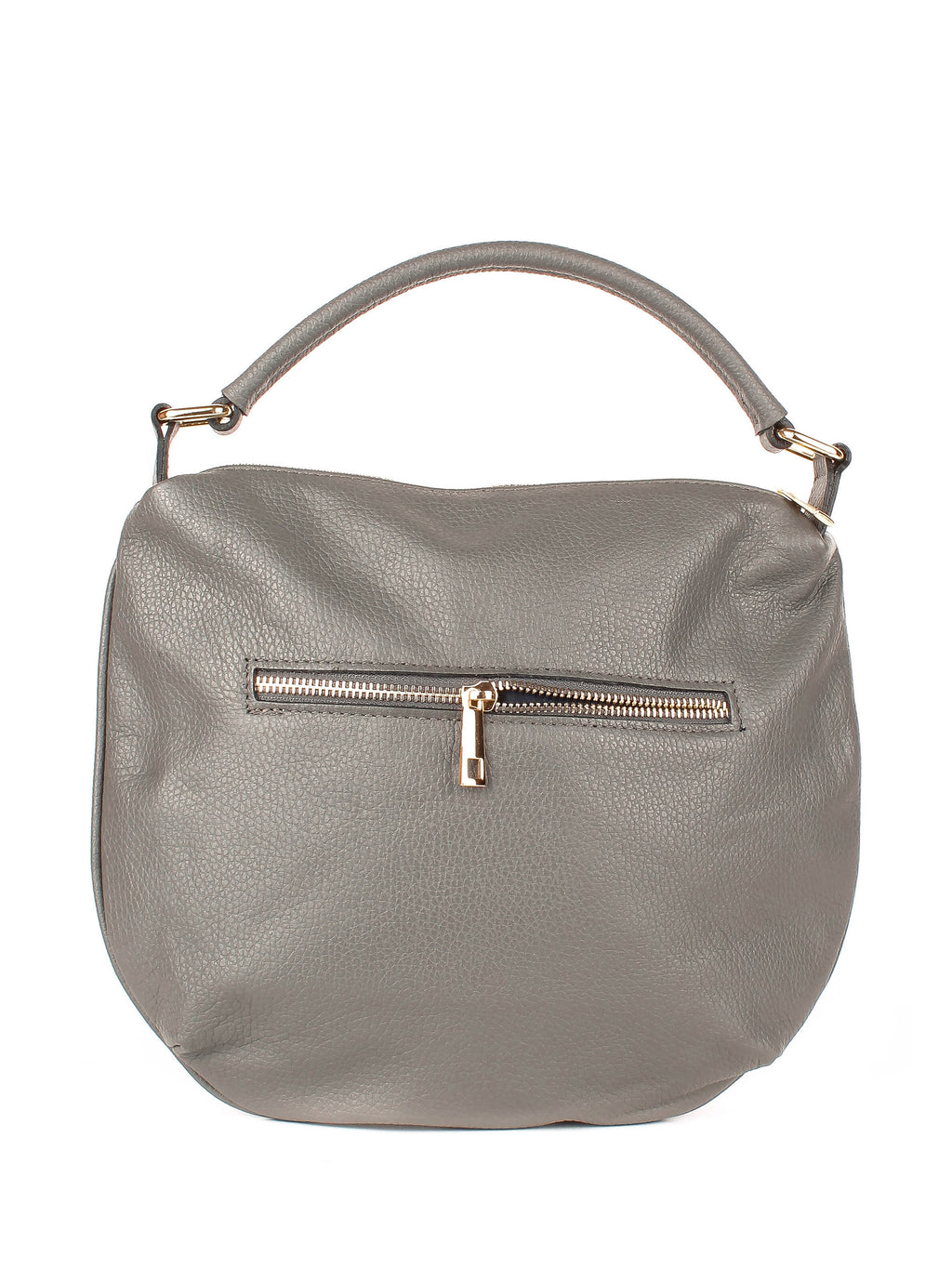 Bolso de mano de piel italiana Basso Gris