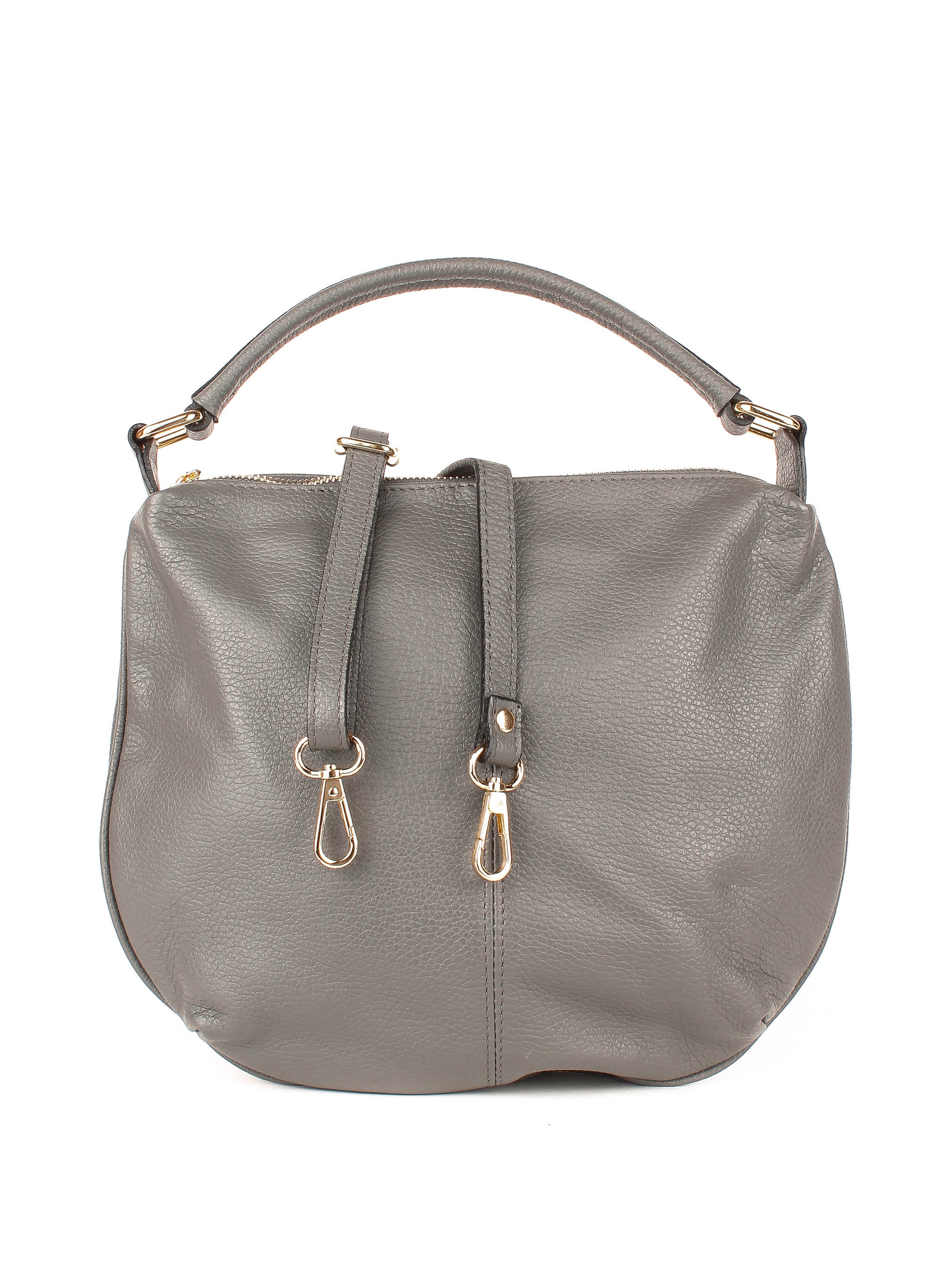 Bolso de mano de piel italiana Basso Gris
