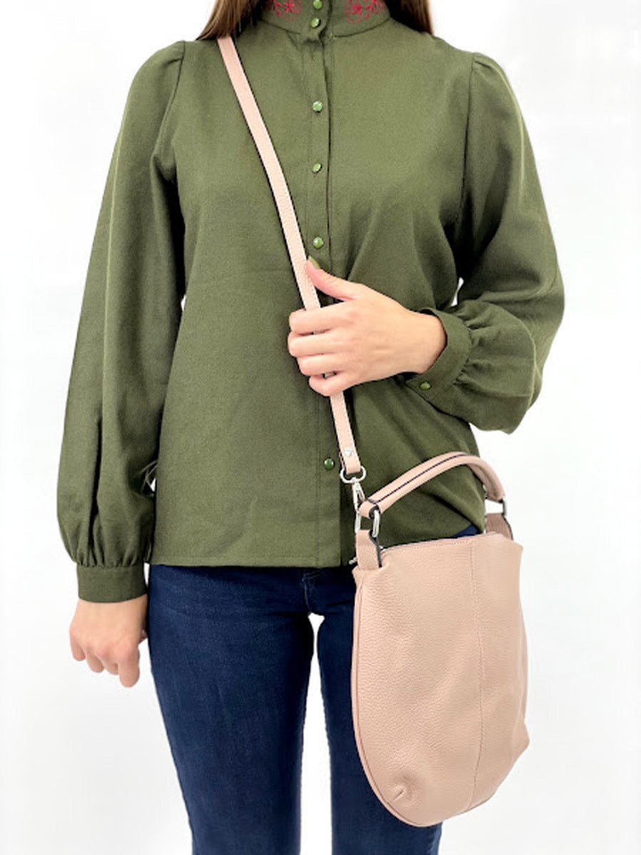 Bolso de mano de piel italiana Gris 3553-52-32