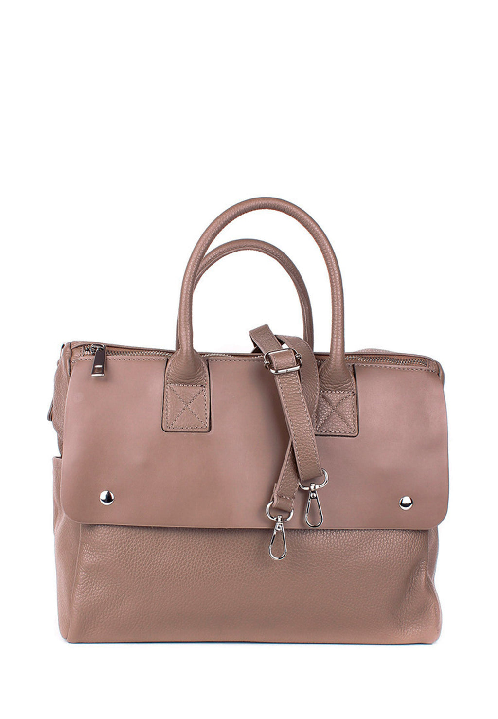 Bolso de mano de piel italiana Desireless Marrón