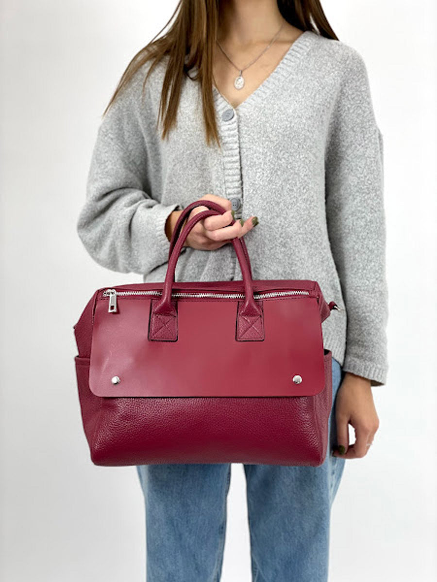 Bolso de mano de piel italiana Desireless Burgundy