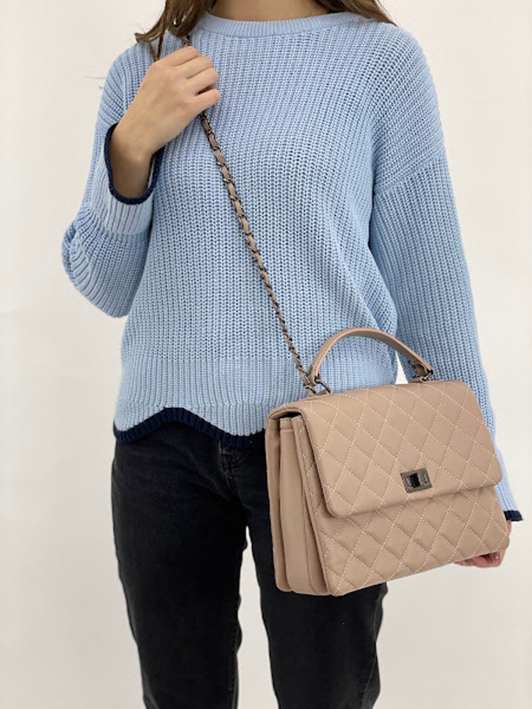 Bolso de mano de piel italiana AGUILERA Beige