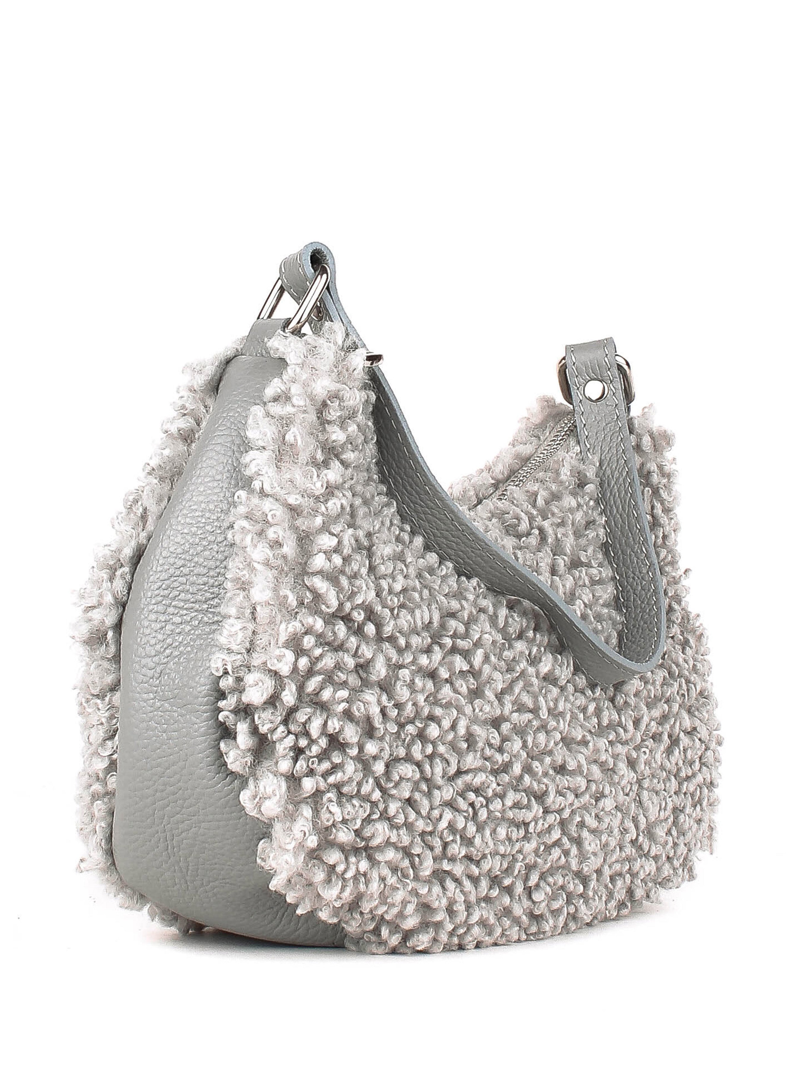 Bolso de hombro de piel italiana Gris 2311-18-32