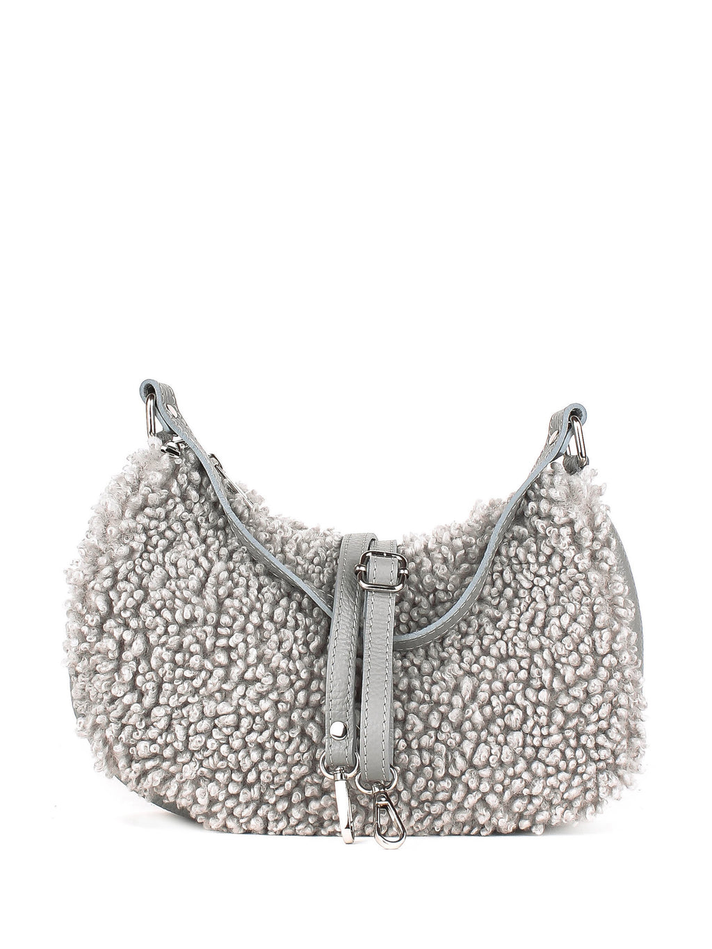 Bolso de hombro de piel italiana Gris 2311-18-32