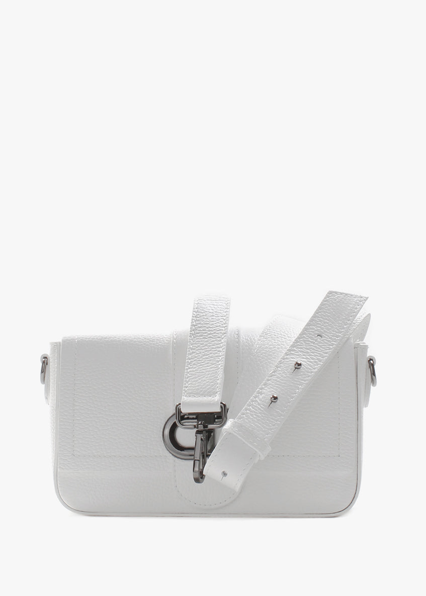 Bandolera de piel italiana Blanco 5833-16-32