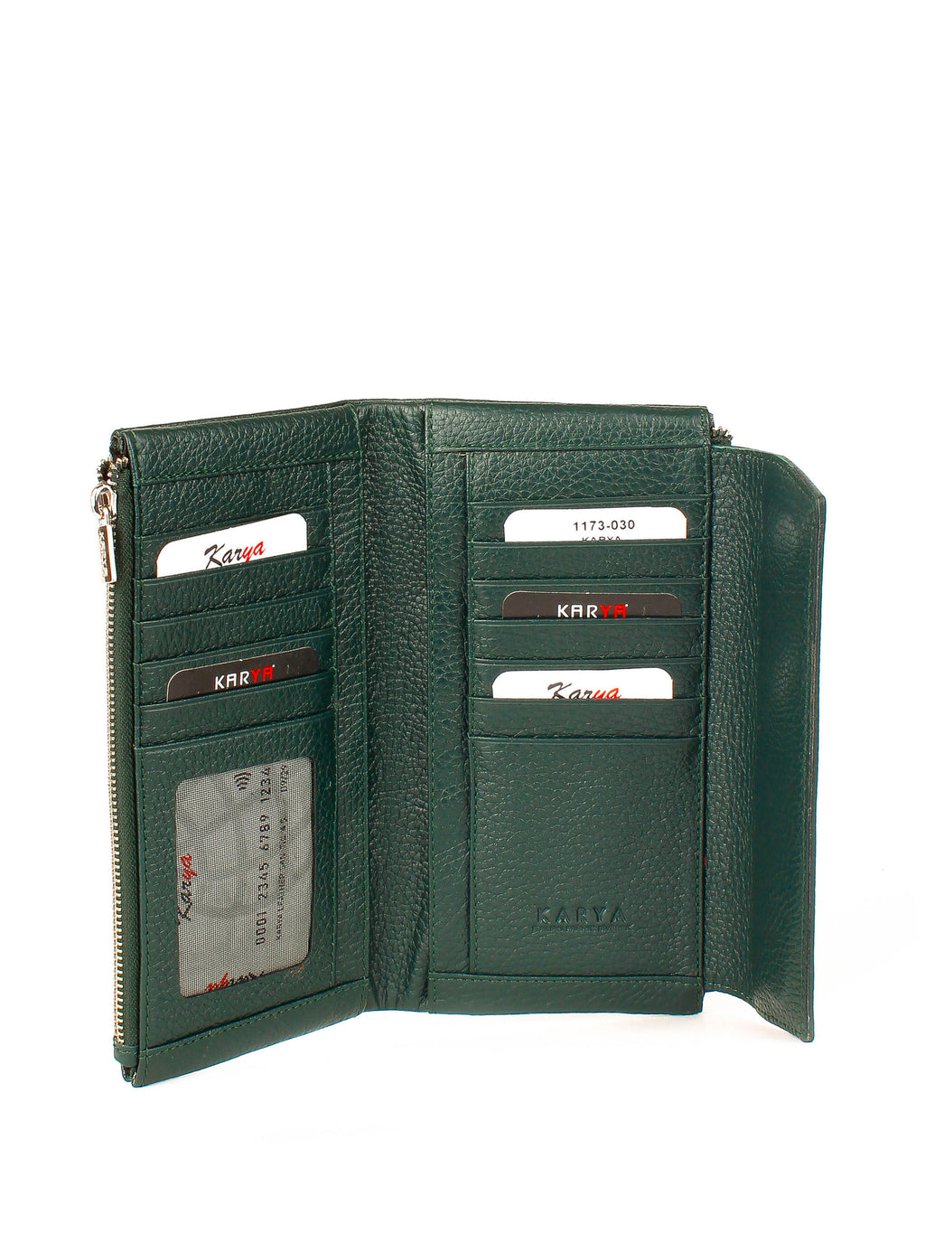 Cartera de piel italiana Verde 1173-030