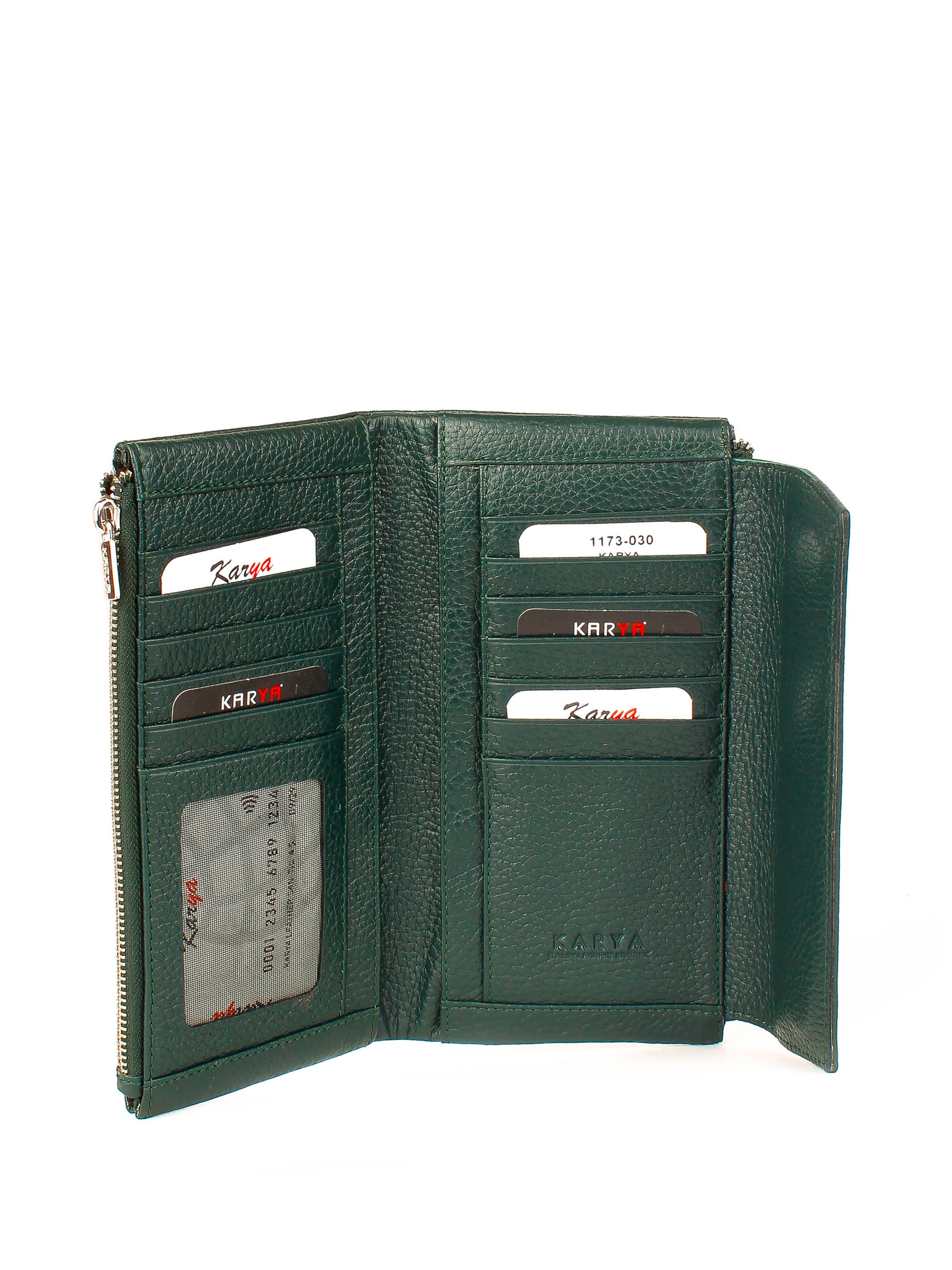 Cartera de piel italiana Verde 1173-030