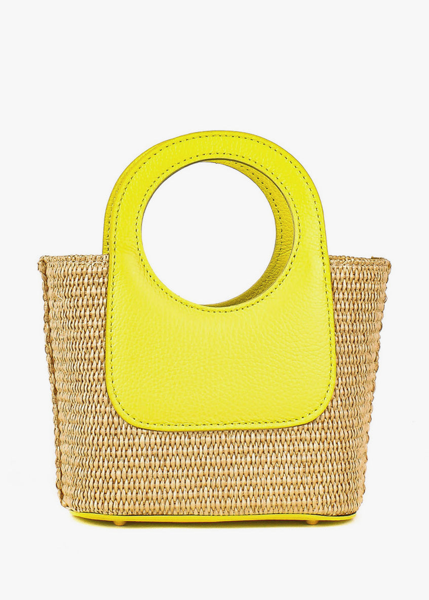 Bolso de mano de piel italiana Amarillo 5454-1511-32