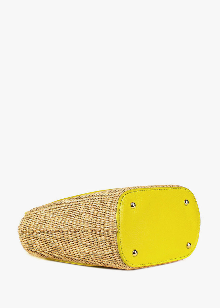 Bolso de mano de piel italiana Amarillo 5454-1511-32