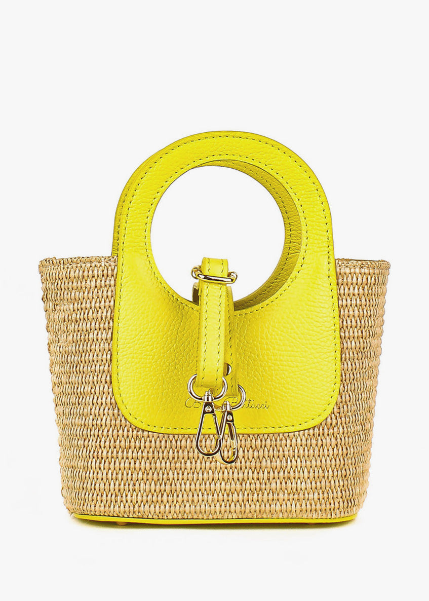 Bolso de mano de piel italiana Amarillo 5454-1511-32