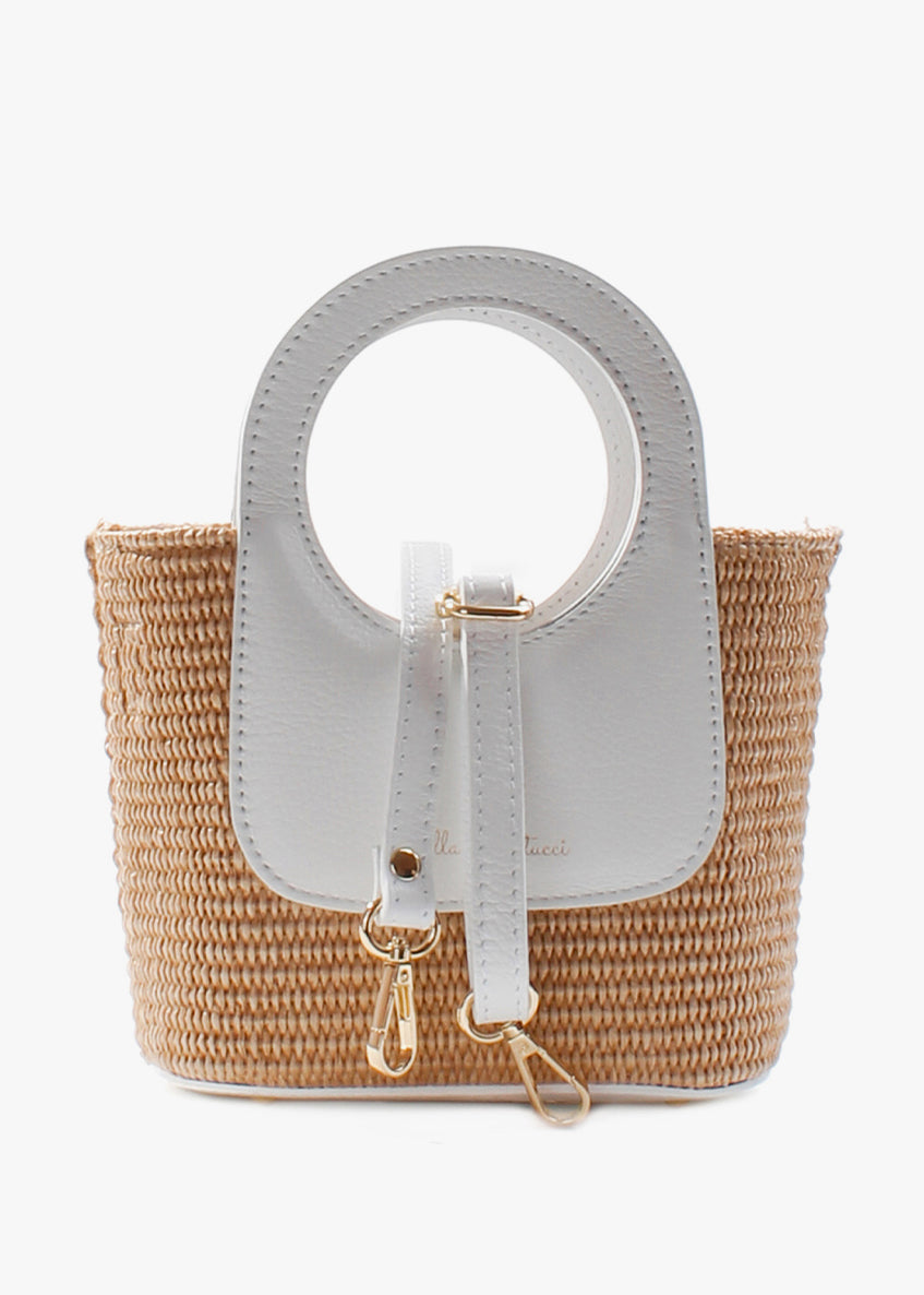 Bolso de mano de piel italiana Blanco 5454-1611-32