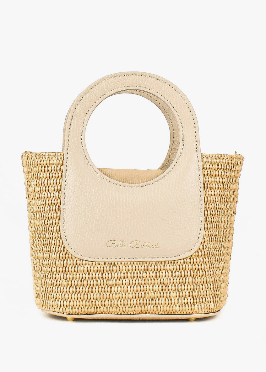 Bolso de mano de piel italiana Beige 5454-11-32