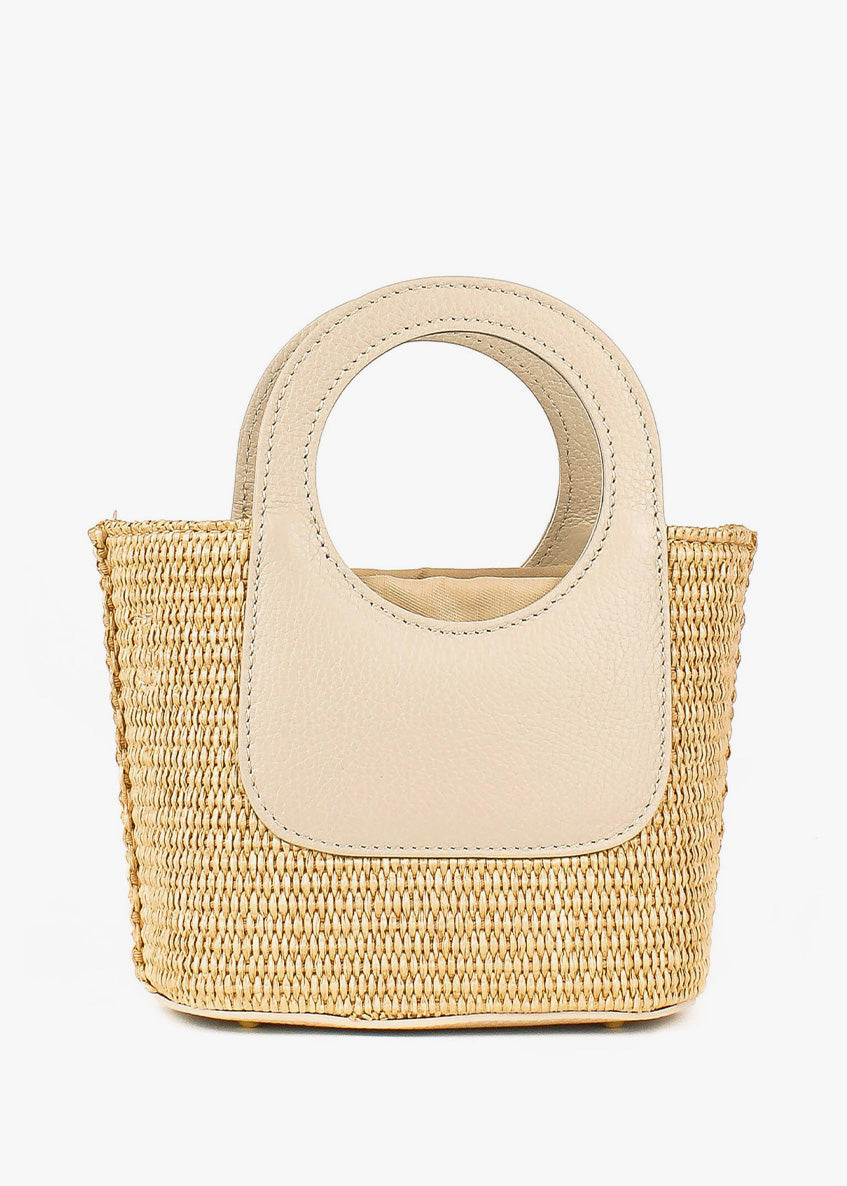 Bolso de mano de piel italiana Beige 5454-11-32