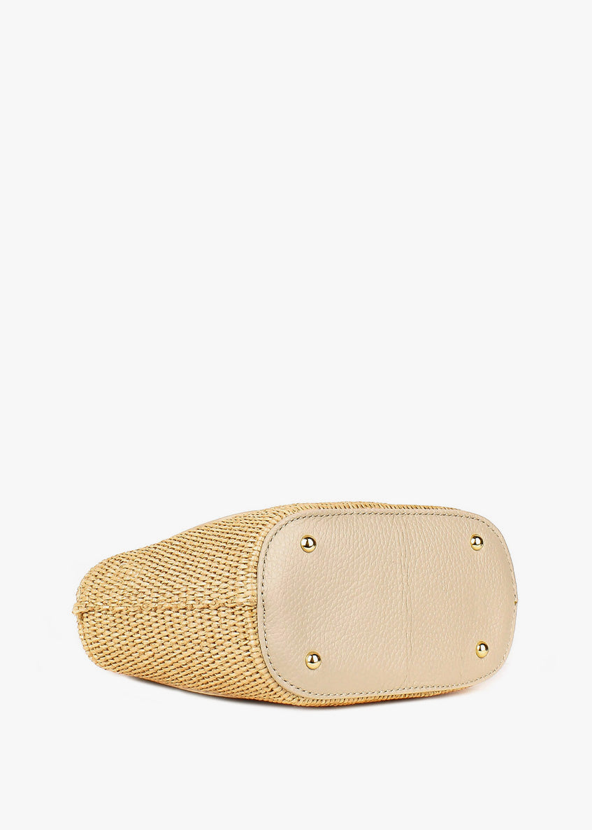 Bolso de mano de piel italiana Beige 5454-11-32