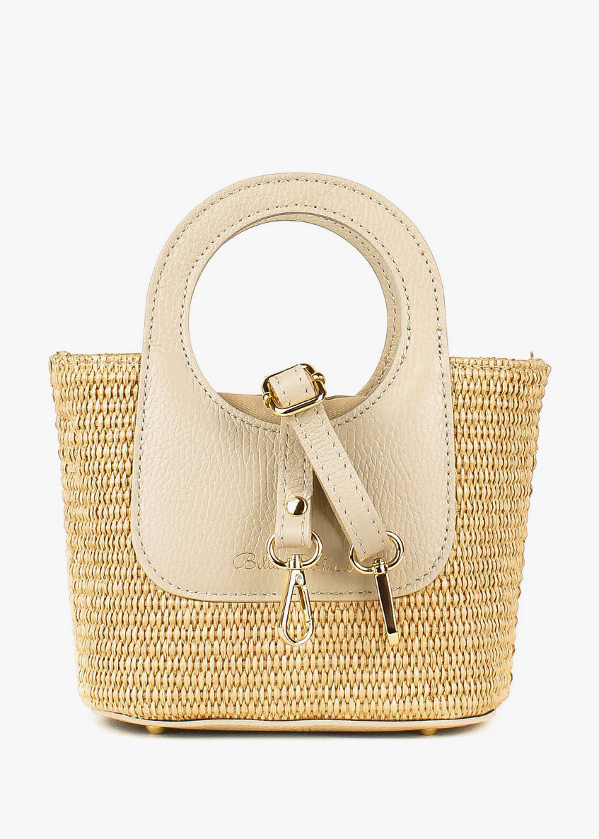 Bolso de mano de piel italiana Beige 5454-11-32