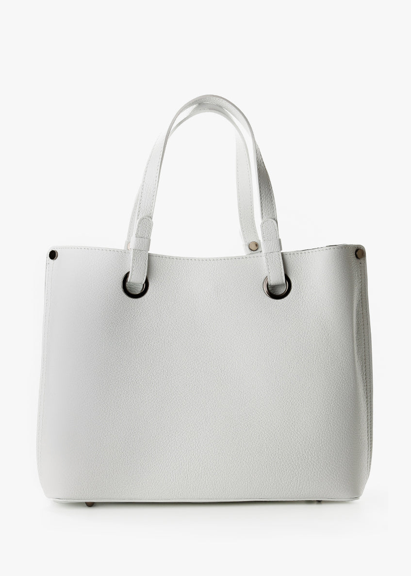 Bolso Tote de piel italiana Blanco 7227-16-32