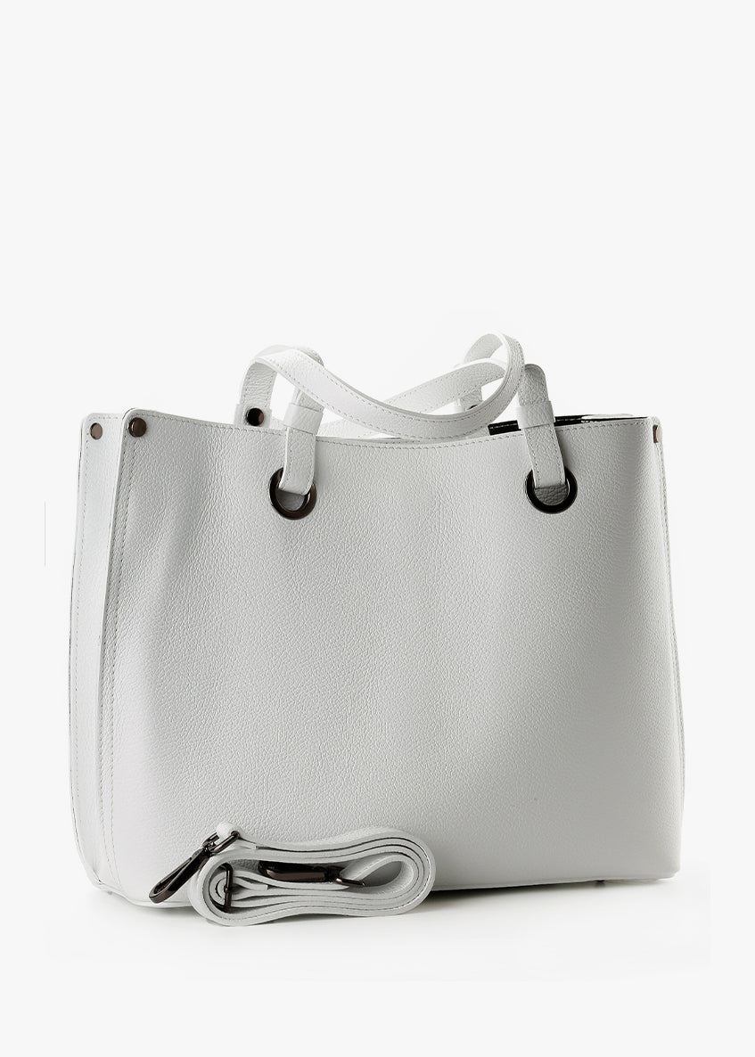 Bolso Tote de piel italiana Blanco 7227-16-32