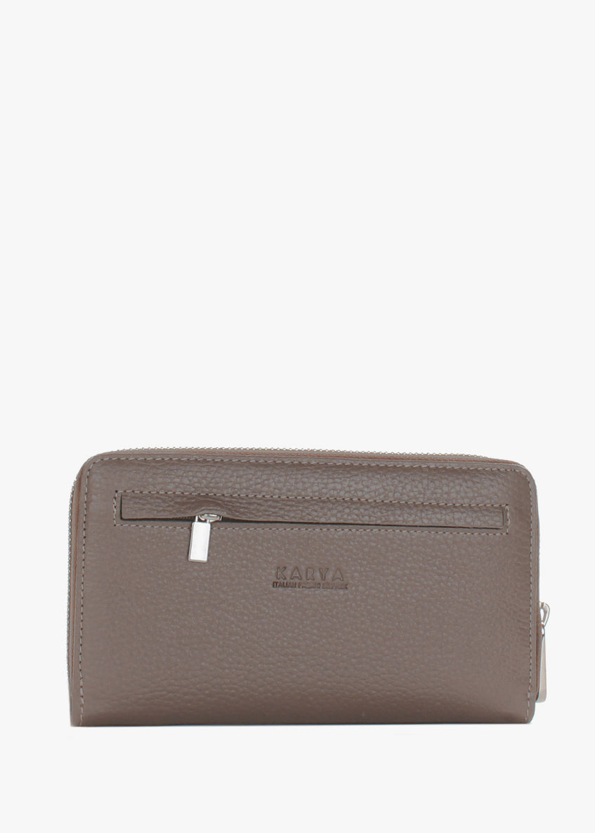 Cartera de piel italiana Gris 1072-51