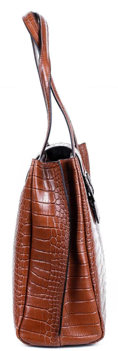 Bolso de mano de piel italiana Accordy Marrón