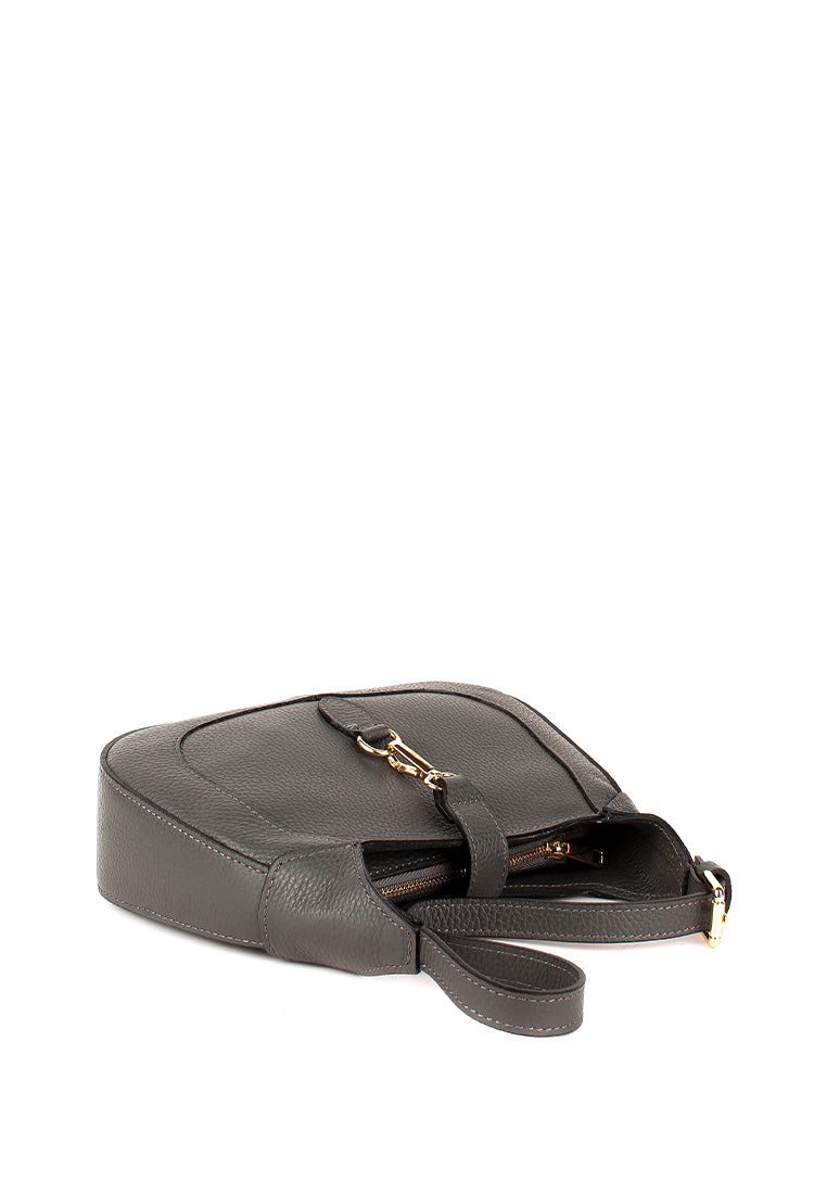 Bolso de hombro de piel italiana Gris 2109-27-32