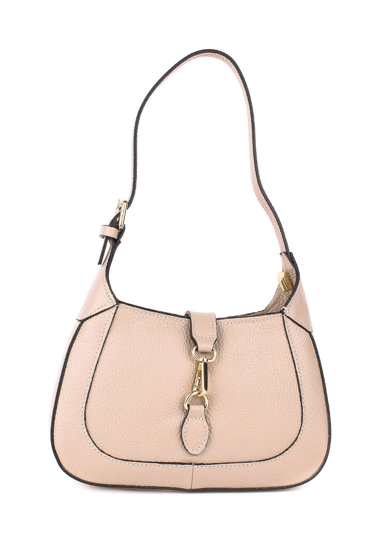 Bolso de hombro de piel italiana Beige 2109-11-32