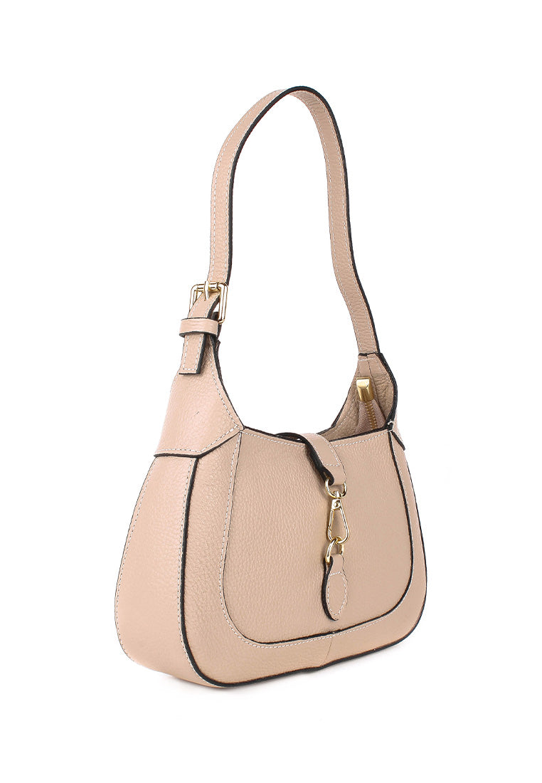 Bolso de hombro de piel italiana Beige 2109-11-32