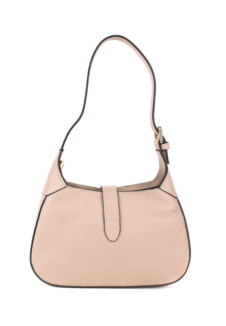 Bolso de hombro de piel italiana Beige 2109-11-32