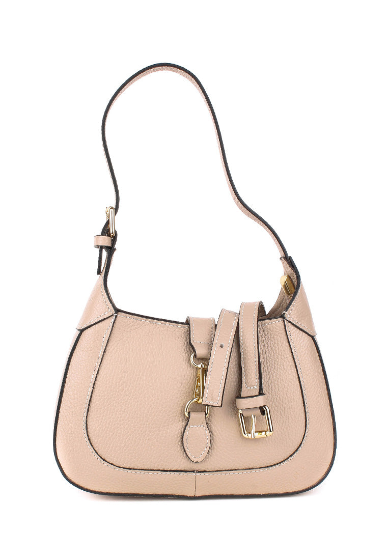 Bolso de hombro de piel italiana Beige 2109-11-32