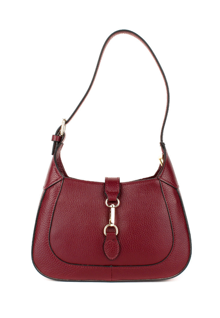 Bolso de hombro de piel italiana Borgoña 2109-103-32