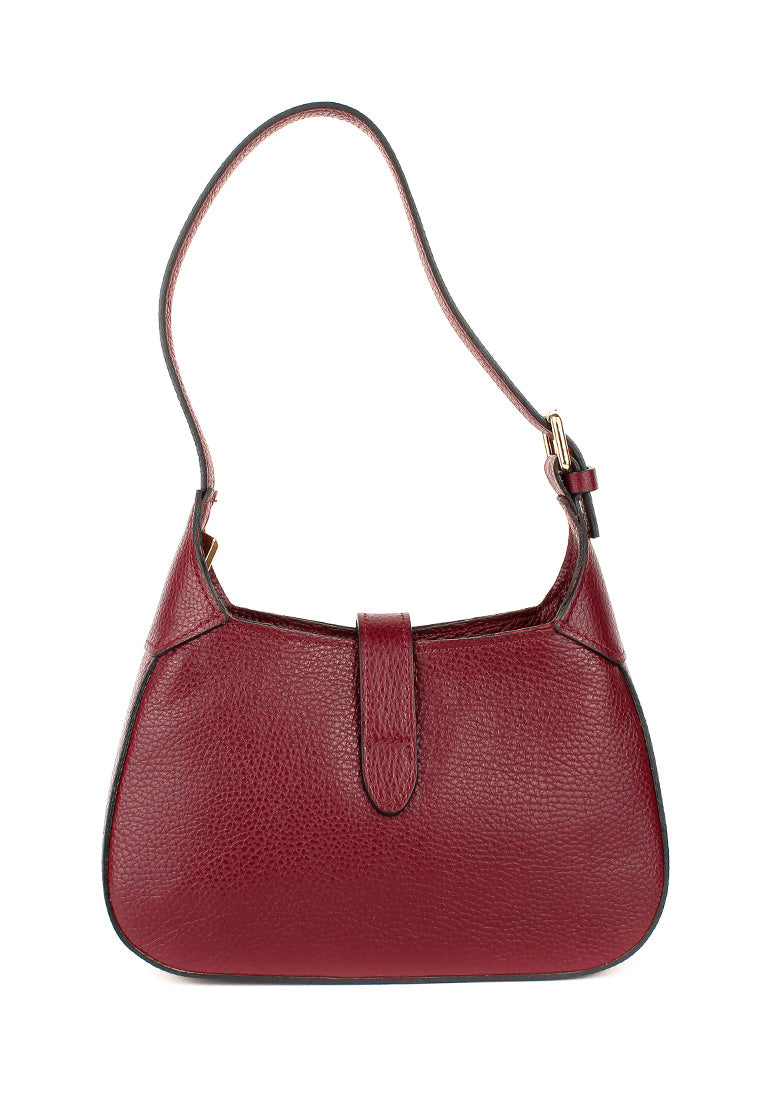 Bolso de hombro de piel italiana Borgoña 2109-103-32