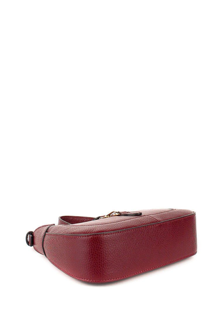 Bolso de hombro de piel italiana Borgoña 2109-103-32