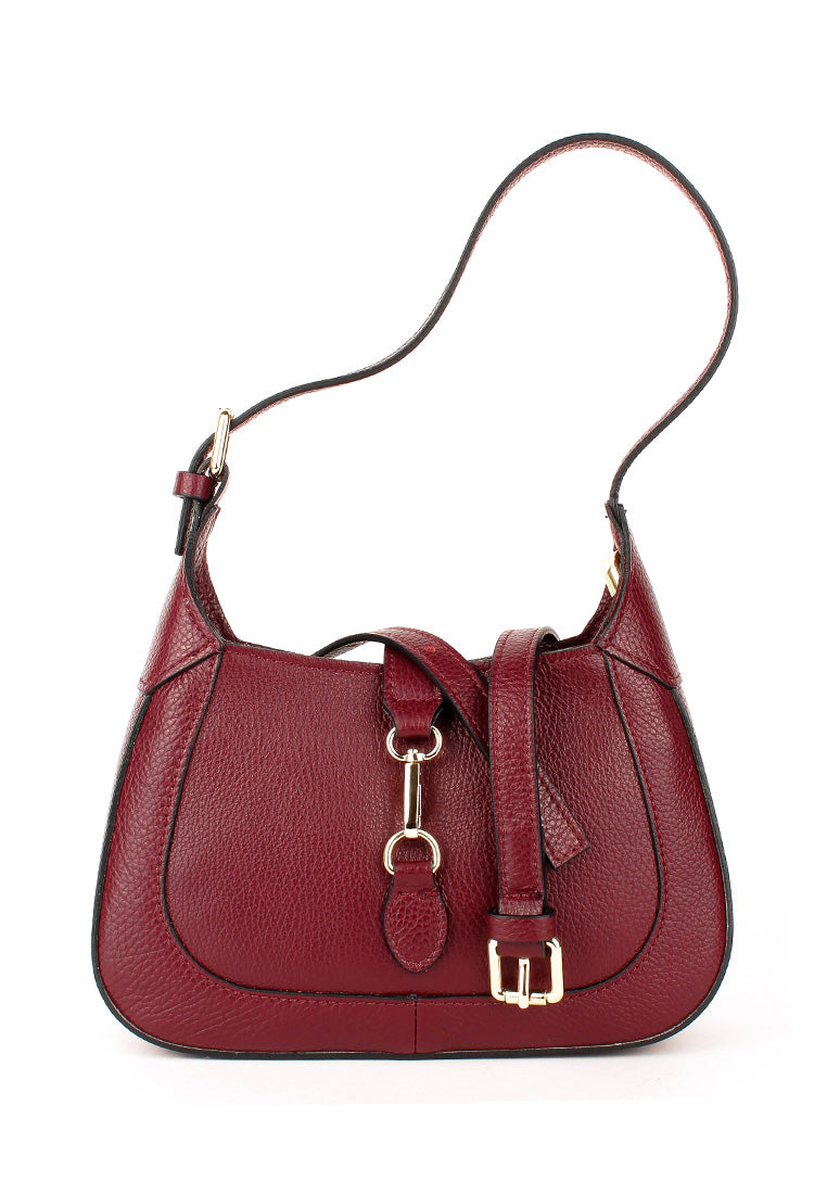 Bolso de hombro de piel italiana Borgoña 2109-103-32