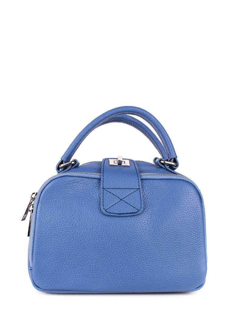 Bolso de mano de piel italiana Azul 3635-07-32