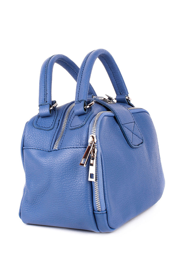 Bolso de mano de piel italiana Azul 3635-07-32